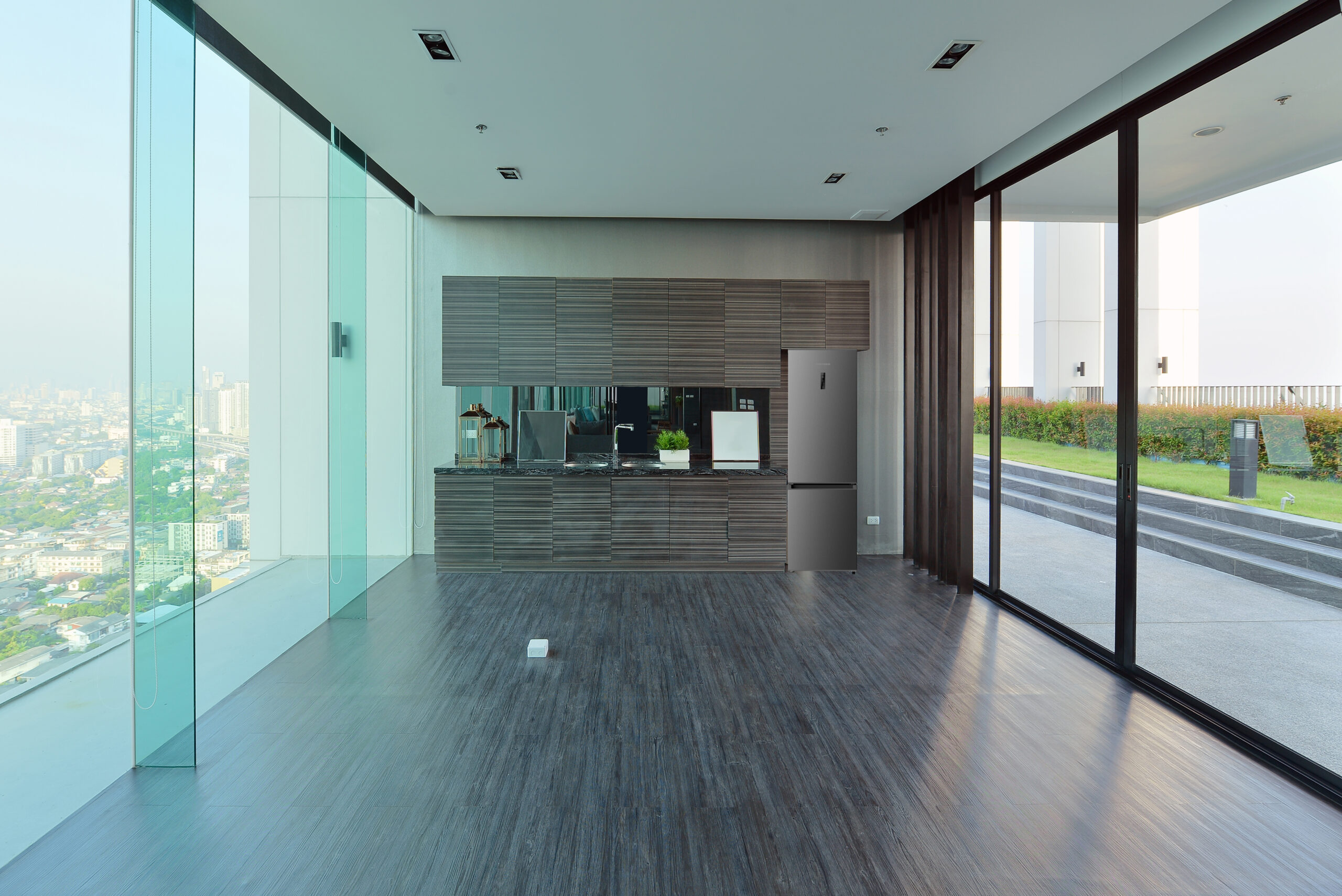 luxury modern kitchen area and decoration on condominium, interior design